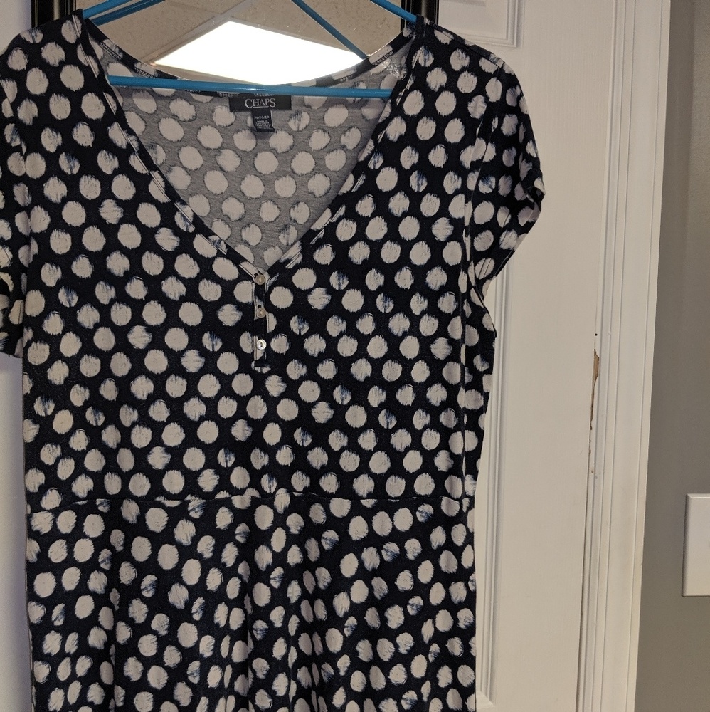 Chaps navy blue polka dot maxi dress